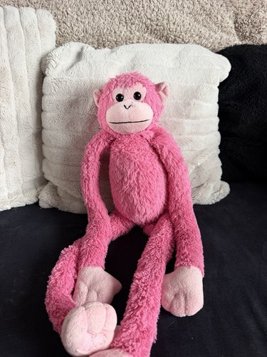Pink hanging monkey soft toy - hanging,