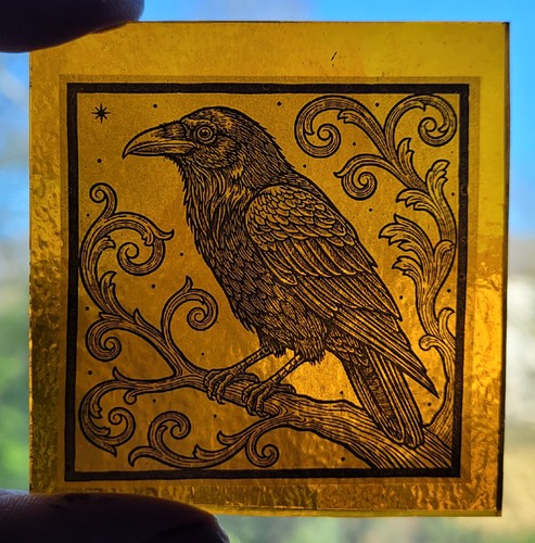 Stained glass crow traditional - glass,