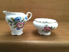 Aynsley Bone China Milk Jug And Sugar Bowl with Flower Pattern & Gold Edging