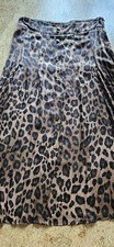 Zara Leopard Print Pleated Midi Skirt Size M