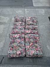 Vintage Lounger Cushions Garden Padded Chair 1990s Floral Abstract Pair