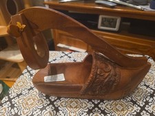 Carved French Shoe Clog Sabot