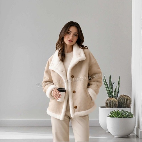 Women shearling jacket - shearling, |