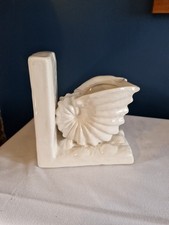 White Porcelain Shell Vase Book End Home Decor Excellent Condition