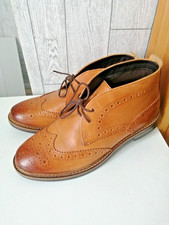 Marks & Spencer Brogue Boots UK 6 Tan Leather | Smart Casual Men’s Lace-Up Boots