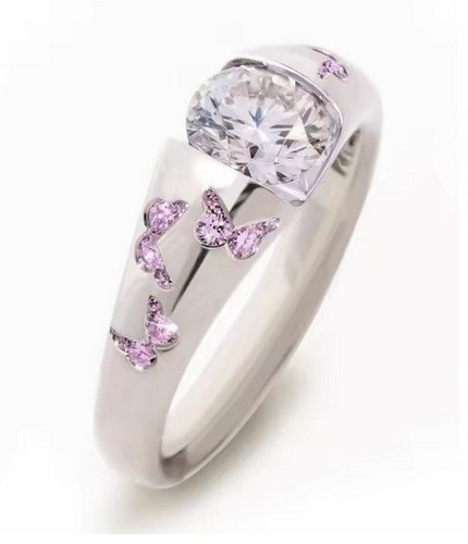 Silver butterfly zircon - silver,