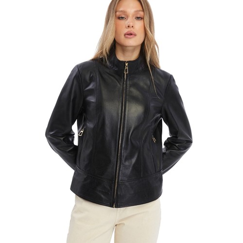 Women real leather jacket - leather,