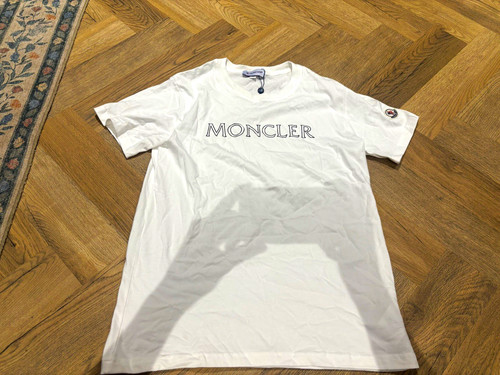 Moncler white logo crew - logo, neck