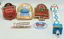 VINTAGE PUB BEER TAP  PUMP BADGES LABELS. BRASS/PLASTIC/CERAMIC