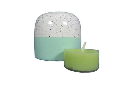 New aqua speckled tealight - aqua,