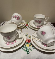 vintage bone china tea set English rose design 4 Trios Milk And Sugar
