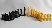 Vintage Large And Impressive Almost 4" Tall Plastic Chess Pieces With Two Queens