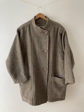 Vintage Late 80s/Early 90s Womens Textured Wool Cocoon Coat Grey UK 16-18 (33)