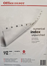 Unpunched Dividers A4 1-12 Numerical Index White Office Depot Pack of 10 Sets
