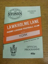 06/09/1987 Rugby League Programme: Lawkholme Lane v York  . Condition: We aspire