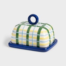 Klevering butter dish - blue plaid (15 x 11.5 x 12cm)