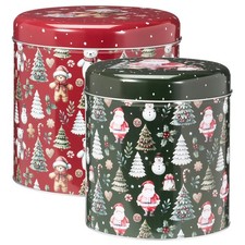 2 Christmas Storage Tins Round
