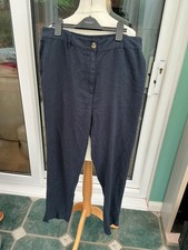 Fat Face fatface uk 14/16 linen mix blue trousers casual generous fit pockets