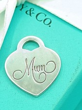 Tiffany & Co Sterling Silver Heart "Mum" Pendant/ Charm for Bracelet/ Necklace