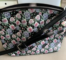 Pavers Black, Country Rose Cross body Bag. With Adjustable Strap. 
