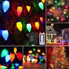 LED Strawberry String Lights C7 Bulbs Christmas Fairy Lights with Remote Outdoor