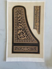 Antique Victorian Print – Marqueterie Enrichments of a Piano Forte by Broadwood 