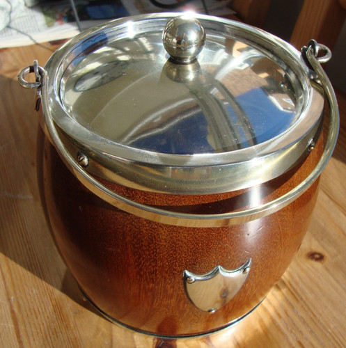 Vintage wood metal tea caddy - vintage,