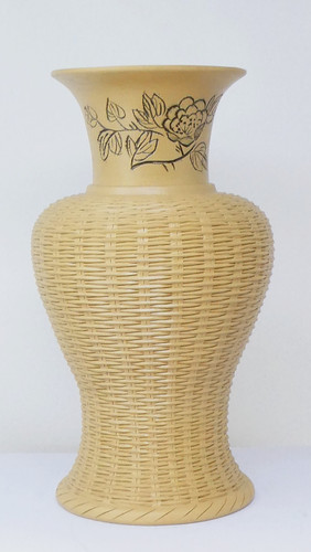 Chinese stoneware basket - stoneware, weave