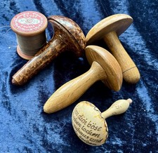 Antique Wooden Darning Mushrooms Plus One Bakelite & Antique Large Thread