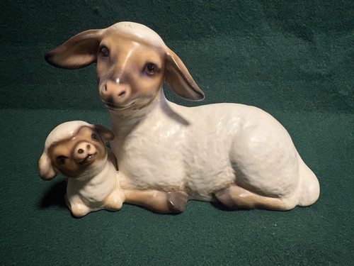 Vintage mother sheep baby lamb - sheep,