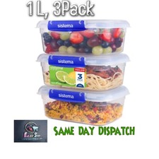 3 Food Storage Containers Set Airtight Clip Lock Food Lunch Box 1L