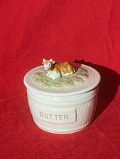 Vintage Ceramic Cow Figural Butter Dish with Lid Lovely Condition