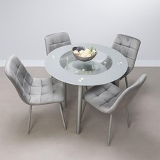 Modern Grey Glass Round Dining