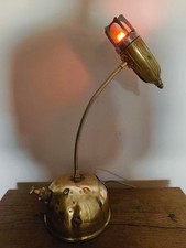 Vintage Brass Rocket Lamp Upcycled Conversion, Unique Retro Industrial Steampunk