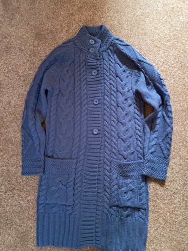 Woolovers aran cable knit blue - cable,