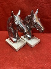 Silver Horse Head Bookends