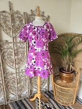 Vintage floral psychedelic 60s mini dress M L