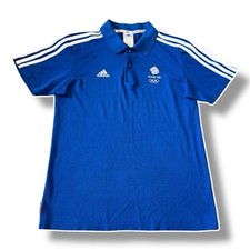 Adidas Mens Small Blue & White 2016 Olympics Team GB Great Britain Polo Shirt