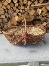 Antique Handmade Wicker Wooden Garden Trug Basket