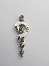 Rod of Asclepius: Jacket Pin in 925 Silver - Asclepius Doctors Physicians