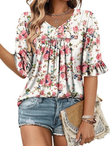 Women half sleeve - half, v-neck