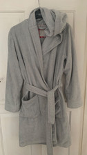 Grey Dressing Gown Bath Robe size Small Lounge Wear Hooded 