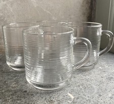 4 x Clear Ribbed Glass Mugs -