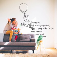 WINNIE THE POOH WALL  ART STICKER  QUOTE KIDS BEDROOM BABY NURSERY DECORATIORATI