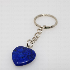 Lapis Lazuli Heart Quartz Crystal Keyring Love Healing Gemstone Key Ring