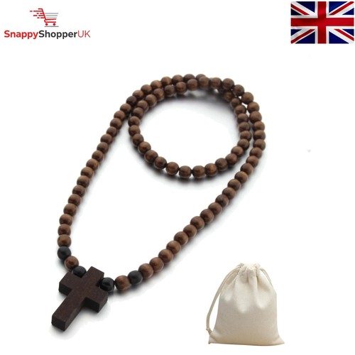Wood rosary necklace - necklace,, natural