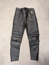 Akito Leather Motorcycle Trousers Size W32 L30 Black Heavy Duty Vintage 90s