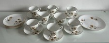 Windsor Bone China Tea Set White and Gold Brown and Green Leaves