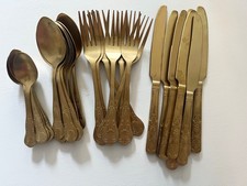 Katie Alice Gold Coated Stainless Steel Cutlery Set - 32 pieces - Never Used