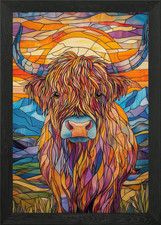 Highland Cow Stained Glass